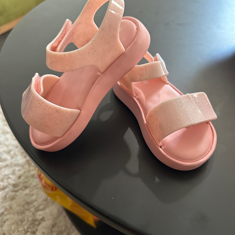 Mini Melissa Sparkly Light Pink Kids Sandals